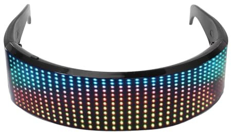Asixxsix LED-Brille, Bluetooth-Leuchtbrille, APP-gesteuerte, anpassbare LED-Brille, RGB-LED-Display, intelligente Brille, wiederaufladbare Bluetooth-LED-Brille für Cosplay-Party