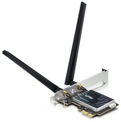 Tylogy Carte PCIe WiFi 7 BE6500Mbps, Bluetooth 5.4, Tri-Bandes 6GHz/5GHz/2.4GHz, WPA3, Antennes Externes à très Haut Gain, Mediatek MT7925 160MHz, Compatible avec Windows 11