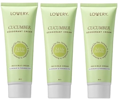 Deodorant Women - Whole Body Aluminum Free Deodorant for Women Cucumber Scented Invisible Cream Tube, Baking Soda Free Skin Loving 3oz - 3 Pack