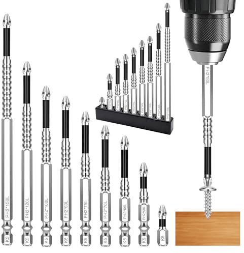Höggmagnetisk skruvmejsel-borr-bit-set: MSLHUB 9 stycken hög-magnetisk skruvdriver borrbit K5 slagtålig halkfri bitssats, universell halkfri bitssats magnetisk för elborr
