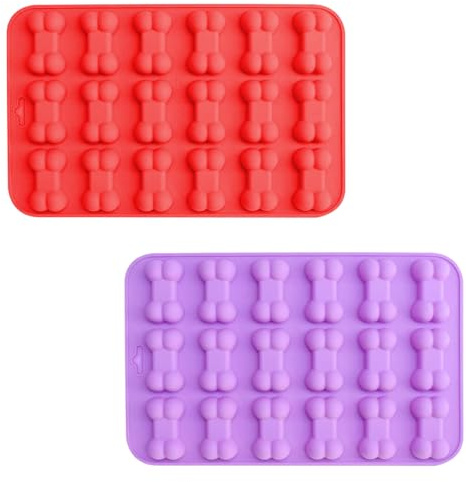Wellrun 2Pcs Bone Shaped Silicone Moulds,Reusable Non-Stic Candy Baking Moulds,Dishwasher Safe for Cake,Candy,Jelly,Ice Cube,Pet Treats Toys
