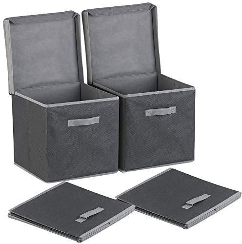 PEARL Aufbewahrungskiste: 2er-Set Aufbewahrungsboxen mit Deckel, faltbar, 31x31x31 cm, schwarz (Faltbare Box, Faltbare Box mit Deckel, Unterwäsche)