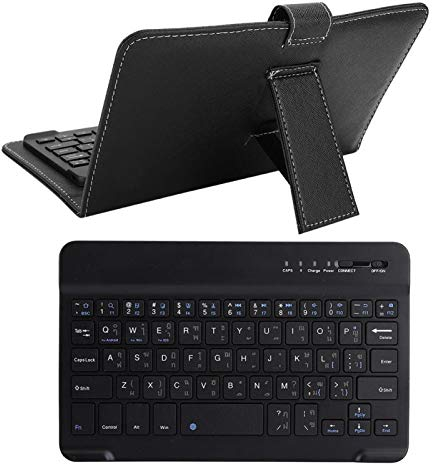 Thailändische Tastatur für PC, Laptop, Computertastaturen, universelle Bluetooth-Lederschutzhülle in thailändischer Sprache Passend für Telefonbildschirme mit Einer Telefonbreite von 4,5 bis 6,8 Zoll