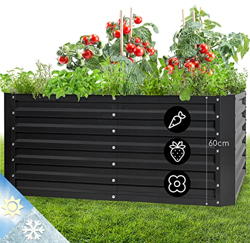 blumfeldt Jardiniere sur Pieds, Espace Potager Jardinage Extérieur, Surélevé en Hauteur, pour Balcon, Bac Potager en Acier, 432L, 1,2 m