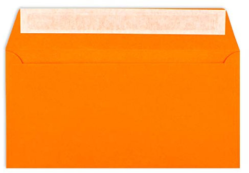 100 DIN Lang Brief-Umschläge Orange - 11 x 22 cm - 120 g/m² Haftklebung Standard Brief-Kuverts für Taufe & Einladungen von Ihrem Glüxx-Agent
