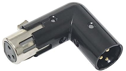 3-Pin XLR 90 Degree Adapter, Adjustable Male to Female Right Angle XLR Adapter for DMX Cable Black