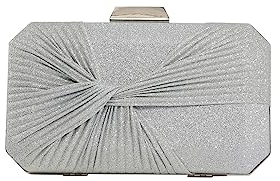 CORIOS Damen Abendtasche Glitzer Clutch Bag Hochzeit Brautbörse Handtasche Funkelnd Kette Schultertasche Elegante Klein Tasche Glänzend Cocktail Party Abschlussball Tasche für Frauen Silber