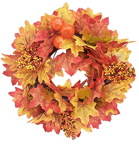 Kielsjajd Osterkorb Befüllt Erwachsene Halloween Ahornblatt Girlande Tür Kürbis Anhänger Herbst Kürbis Girlande Tür Dekoration Türkranz Sommer Groß (Yellow, One Size)