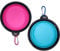 Aruicheng Collapsible Dog Bowl - 2 Pack Portable Dog & Cat Food & Water Bowls with Carabiner - 350ml