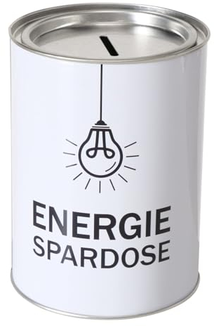 ReWu Spardose Sparschwein Schriftzug Energiespardose - Deckel abnehmbar - Wiederverwendbar Metall Sparbüchse Geldgeschenk Geschenkidee Geldspardose Metallspardose 14 x 10 cm