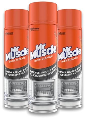 Mr Muscle Oven Cleaner, Heavy Duty Oven Cleaner & Degreaser for Burnt Grease & Food Spills, No-Scrub Formula for Quick Kitchen Cleaning, Fast-Acting Clean in Just 30 Minutes, 3 x 300ml