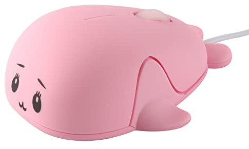 Souris filaire, jolie souris en forme de petit dauphin, souris optique à faible bruit, souris de voyage portable sans fil légère pour PC/Mac/ordinateur portable, cadeau pour enfants et filles (rose)