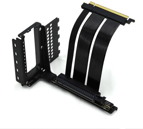 Kcvzitrds Support de Vertical pour Carte Graphique Kit de Support de Carte Graphique avec Câble Riser PCI-E 4.0 X16 Plaque d'acier Noire à Angle Droit de 90 Degrés + Plastique + Métal 1 Ensemb