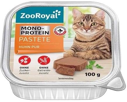 ZooRoyal Katzen Monoprotein Pastete Huhn Pur 16x100g nassfutter katzenfutter Multipack