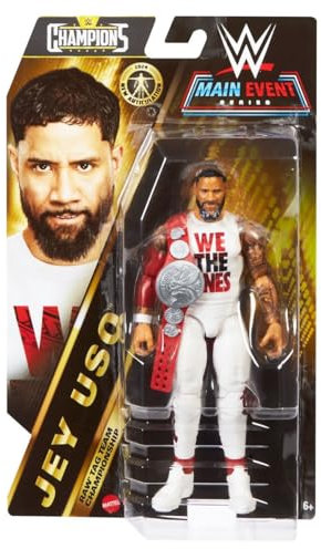 WWE Main Event Series Champions – Figur mit Gelenken, 15 cm – Figuren Jey Uso + Gürtel