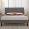VECELO Double Bed Frame Upholstered Platform with Adjustable Headboard, Sturdy Wooden Slat Support, No Box Spring Needed, Underbed Storage, Easy Assembly