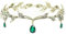 Gold Kristall Hochzeit Krone Tiara,Vintage Grün Strass Diademe Stirnband,Elfen Kopfschmuck,Hochzeit Kristall Kopfschmuck, Kristallperlen Stirn Kopfschmuck für Braut Brautjungfern Mädchen