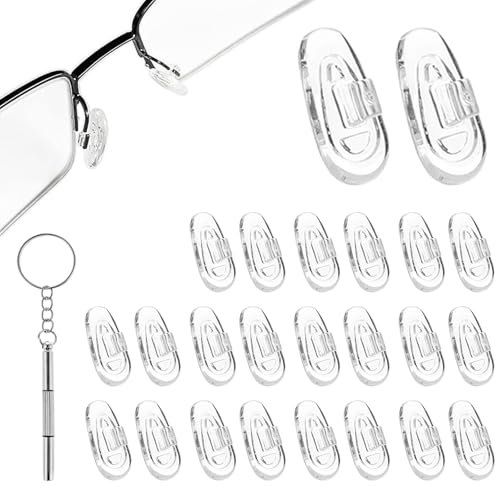 12 Pairs Silicone Nose Pads for Glasses, Push-in Glasses Nose Pads Silicone, Glasses Nose Pads, Fits Regular, Sunglasses, and Reading Glasses, Includes Screwdrive