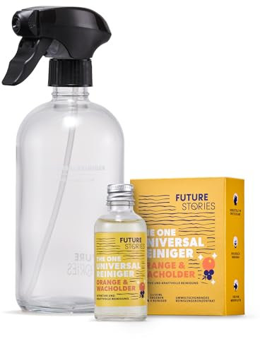 Future Stories Universal Reiniger Set - 100 ml Konzentrat für 2 L Allzweckreiniger - Küchen- und Badreiniger, mit Sprühflasche, Orange-Wacholder