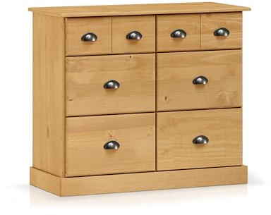 moebel-eins KUNO Kommode II 4+2 Schubkästen, Material Massivholz