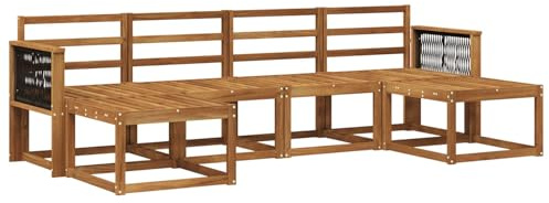 vidaXL Outdoor-Sofagarnitur 6 pcs Natur Massivholz Akazie, Modernes, wetterfestes Sofa-Set für draußen, stylische Gartenmöbel, minimalistische Lounge für Coole Entspannung im Garten