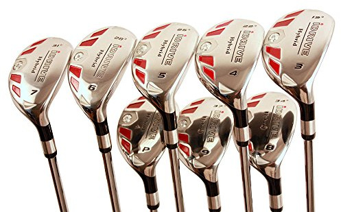 Senior Women's Golf Clubs All Ladies iDrive Hybrid Set Includes: #3, 4, 5, 6, 7, 8, 9, PW. Lady L Flex Right Handed Utility Clubs with Premium Ladies Arthritic Grip. 60+ Years Old