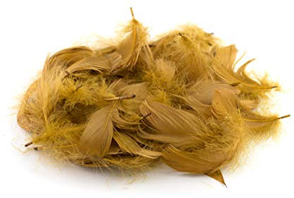 5g Gänsefedern ca. 7-12cm (gold 687) // Gänseflaum Gänsedaunen Federn Bastelfedern Dekofedern Deko Natur