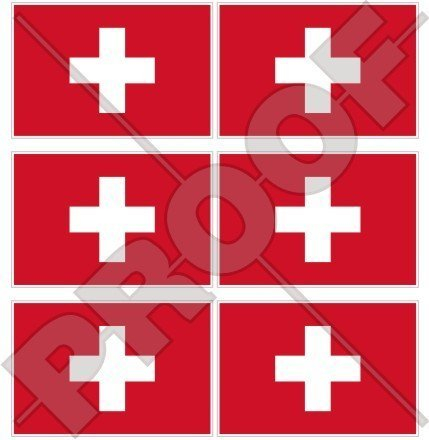 SCHWEIZ Schweizerische Flagge, Fahne Suisse 40mm Mobile, Handy Vinyl Mini Aufkleber, Abziehbilder x6 Stickers