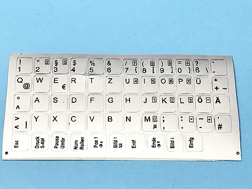 Kompatibel mit Notebook Asus Autocollant pour clavier allemand - Argent mat - 48 touches - 1,1 cm x 1,3 cm