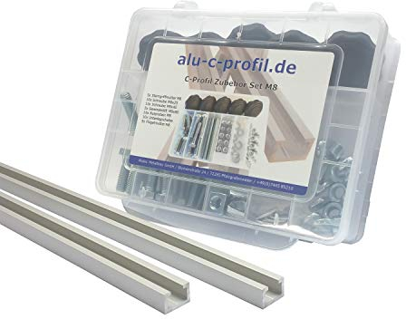 2 St. 1m C Profil M8 Aluminium T Nut Alu Profilschiene Zubehör Schrauben Set