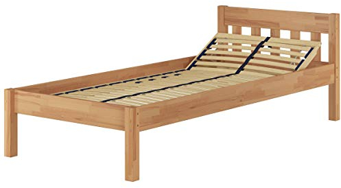 Erst-Holz Einzelbett Überlänge Buchebett lackiert Massivholz 100x220 Zubehör wählbar V-60.83-10-220, Ausstattung:Federholzrahmen inkl.