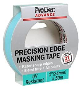ProDec Advance 24 mm x 50 m, UV-resistent, Präzisionskanten-Maler-Abdeckband für mehrere Oberflächen für messerscharfe Linien ohne Auslaufen zum Malen und Dekorieren im Innen- und Außenbereich