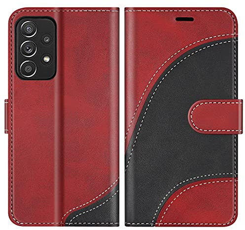 BoxTii Coque pour Galaxy A52 5G / 4G, Portefeuille Etui en Cuir PU, Magnétique Protection Housse Coque pour Samsung Galaxy A52 5G / 4G, Rouge