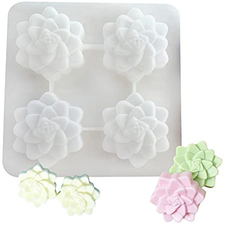 White Silicone 4-Cavity Lemon/Plum Flower Soap Mould DIY Aromatherapy Scented Soap Candle Polymer Clay Moulds Making Cake Chocolate Baking Supplies (Plum Blossom Flower)