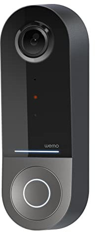 WeMo Smart Video Doorbell, Camera System for Door Ring Home Security, with Apple HomeKit Secure Video and WiFi, 223° FOV, HDR, 2-Way Audio and Night Vision for Maximum Visibility