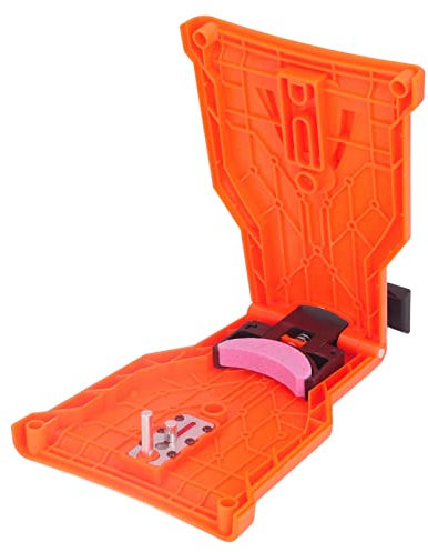 Chainsaw Teeth Sharpener, Bar Mounted Chainsaw Teeth Sharpener Fast Sharpening Stone Grinder Tool for Two Holes Chain Saw Bar(Orange)