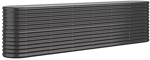 Tidyard Galvanized Steel Elevated Garden Bed Planter - Anthracite, 260x40x68 cm, Oval Shape, DIY Outdoor Decor Model318906