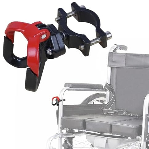Universal Wheelchair Clamp Hook, Double-Head Mobility Walker Hanging Holder Clamp Accessories for Rollator, Crutch, Electric Scooter, Bike, fits up to 1-3/8 Thick Pole (B)
