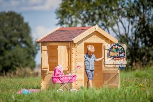 Wooden Playhouse for Kids Outdoor, 19 mm planks - Fun Wendy House Outdoor Play - Garden Play House for Kids H145 x 112 x 146 cm / 1.1 m2 - TIMBELA M516