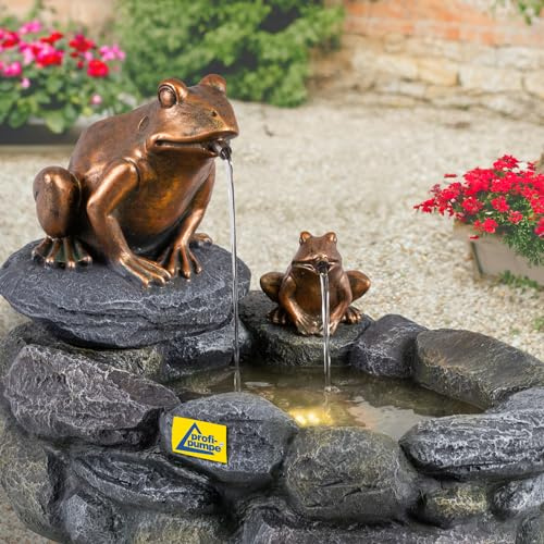 Springbrunnen mit LED-Licht 230V 250lph Wasserspiel für Garten, Gartenteich, Terrasse, Balkon Sehr Dekorativ (Teich-König)