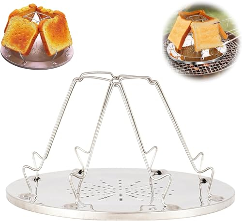 Camping Toaster,4 Slice Folding Toaster Rack,Foldable Cooking Toast Racks, for Outdoor, Camping, Gas Stove