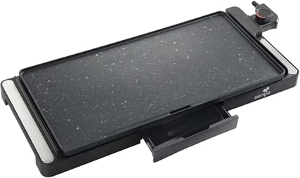 SENYA XL Elektrische Grillplatte aus Stein, 2000 W | große Grillfläche 51 x 25 cm antihaftbeschichtet | Plancha Grill Thermostat verstellbar | Reinigung spülmaschinenfest