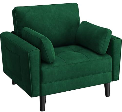 Yaheetech Sofá Individual Sofá Relax Sillon Lectura Tapizada de Tela Verde