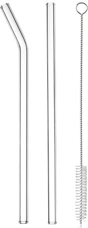 Lot de 2 pailles en verre transparent de 8 mm avec brosse, résistantes à la chaleur, respectueuses de l'environnement (1)