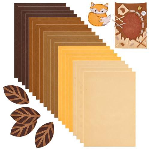 OLYCRAFT 20 Stück Wollfilz 20x30cm Steife Filzstoffblätter Bastelstoff 1mm Dicker Filzstoff Für Heimwerker Nähen Basteln Vlies Patchwork Dekoration– Braune Serie