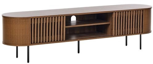 Meuble TV Retro Panneau de Particules Pieds en Métal Meuble de Salon Rangement Marron Foncé Taroon