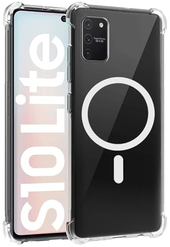 Guizzcg Magnetisch Hülle für Samsung Galaxy S10 lite Hülle [Kompatible mit Mag-Safe] Transluzente Rückseite Sturzfest Stoßfest Schutzhülle,Transluzente