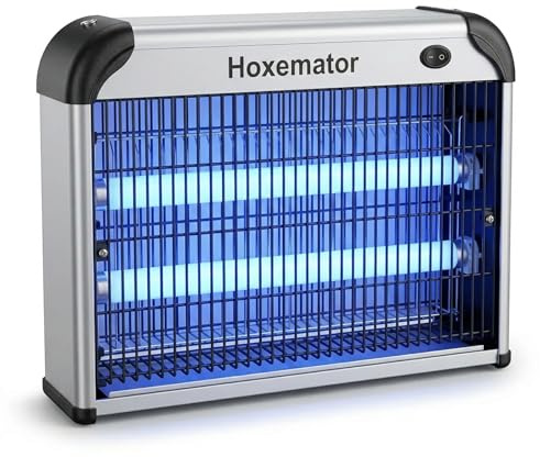 Hoxemator Antizanzare Elettrico 20W Lampada Zanzare con Luce UV 365nm, Zanzariera Elettrica Esterno e Interno, Chimica-Free, Silenziosa Trappola Insetti e Mosche per Camera, Cucina, Patio, Giardino