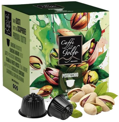 Caffè del Golfo Pistacchio Compatibili con Dolce Gusto, 16 Capsule Autoprotette, Bevanda Solubile Cremosa dal Gusto Goloso (64 CAPSULE)