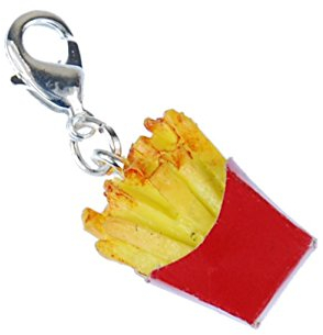 Miniblings Pommes Charm Zipper Pull Essen Frites Fritten - Handmade Modeschmuck I Kettenanhänger versilbert - Bettelanhänger Bettelarmband - Anhänger für Armband